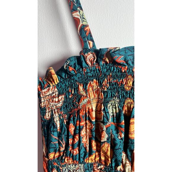 Ulla Johnson X Revolve Smocked Floral Teal Delphinium Lisbet MIDI Dress Size 4 - Picture 9 of 14